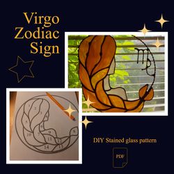 Virgo zodiac sign/ Digital Download / Stained Glass Pattern / PDF file / DIY