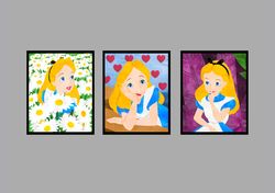 Alice In Wonderland Set Disney Art Print Digital Files nursery room watercolor