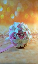 Wedding Bouquet, Roses and lily bouquet, Pink and White Bridal Bouquet, Artificial flowers bouquet, Faux flower bouquet