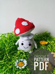 Crochet mushroom pattern (15cm/5,9 inc), Amigurumi mushroom pattern