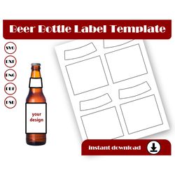 Beer bottle label template, Sticker label template, SVG, DXF, Pdf, PsD, PNG, 8.5x11 Sheet printable, Wine template