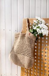 Jute bag. Crochet jute bag. Farmer bag. Summer bag. Beach bag