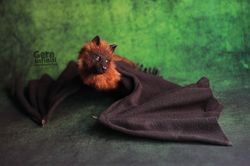 Flying fox bat realistic poseable art doll