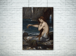 Mermaid by John William Waterhouse reproduction, Premium Matte vertical poster