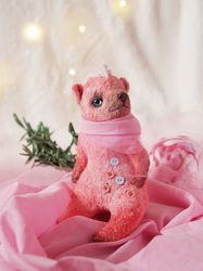 5,9’ pink teddy bear, OOAK primitive bear