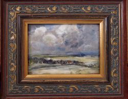 Creation landscape paintings - including antique wooden frame - Ideas for gift