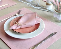 Custom linen placemats set / Rustic cloth modern table placemat set / Fabric natural dining table mats in various colors