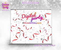 Digital party backdrop, ribbons background, blogger party banner