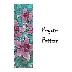 Flowers Peyote Beading Pattern, Seed Bead Bracelet, Peyoted Beaded Patterns Digital PDF