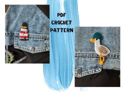 Amigurumi set keychain seagull and lighthouse keychain crochet pattern