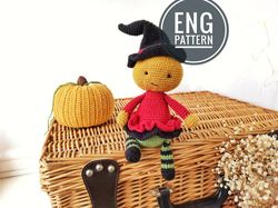 Amigurumi Pumpkin Head doll Crochet Pattern. PDF Amigurumi Halloween Doll Pattern.