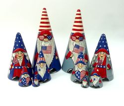 Festive decor Gnome Matryoshka the Independence Day of America July 4 Gnome Nesting dolls the Flag of the United Stats