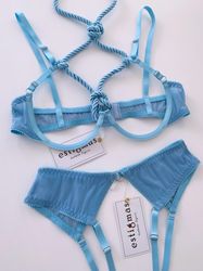 Frame Shibari Set, Lingerie set, Baby blue lingerie, Erotic lingerie, Shibari lingerie