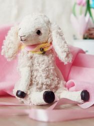 OOAK teddy sheep, stuffed plush sheep, teddy friend, sheep Pearl