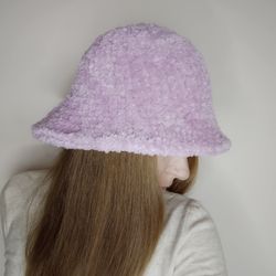 Furry bucket hat crochet Very peri bucket hat trend 2024 Spring bucket hat for women