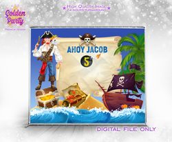 pirate party backdrop, cartoon pirate backdrop, pirate treasure theme