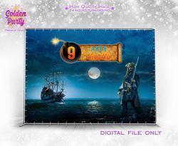 Ahoy matey theme backdrop, pirate birthday, old pirate ship background