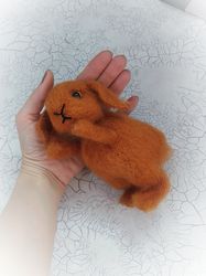 cute little realistic rabbit stuffed toy red bunny, stuffed realistic rabbit  with movable paws