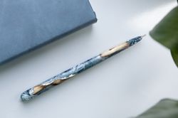 Ballpoint blue gift pen wood and resin. Cute wedding pen.