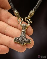 Thor’s Hammer : MJOLNIR Mammen Style #2 + Leather Necklace 6 mm