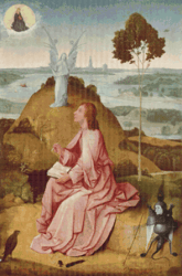 PDF Counted Vintage Cross Stitch Pattern | St. John the Theologian on the island of Patmos | Hieronymus Bosch 1485