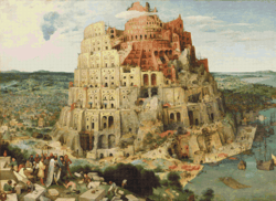 PDF Counted Vintage Cross Stitch Pattern | The Tower of Babel | Peter Brueghel the Elder 1563 | 5 Sizes