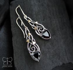 Sterling silver earrings, Elven earrings, cubic zirconia earrings