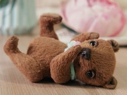 Small brown teddy bear, stuffed toy, teddy toy