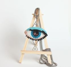 Pendant Evil Eye blue beaded mirror pupil amulet talisman necklace