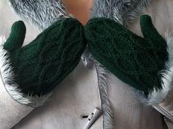 Handmade womens knitted mittens