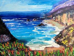 Big Sur Painting Beach Original Art California Seascape Impasto Oil Painting