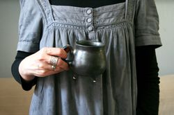 Ceramic cauldron mug Pottery witch cauldron cup Witches brew black cauldron