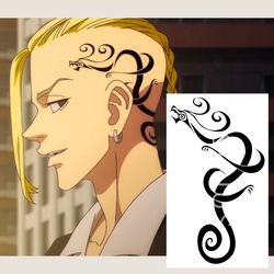 Temporary Draken neck tattoo from anime and manga Tokyo Revengers for fans of Japan culture and for cosplay