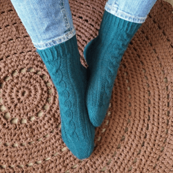 Warm handmade knitted socks