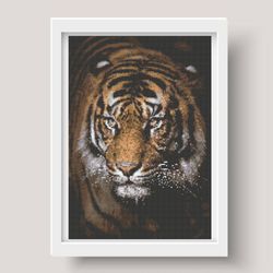 Cross stitch pattern, PDF, Tiger