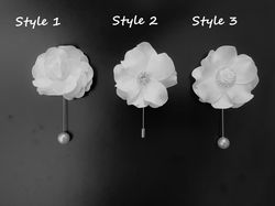 white flower lapel pin, fiance boutonniere, wedding boutonniere, tuxedo boutonniere, white lapel pin, rose lapel pin