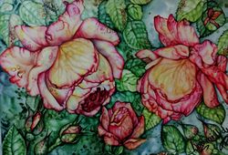 Still Life With Roses Original Watercolor Art Work On Watercolor Paper Canson 300gr