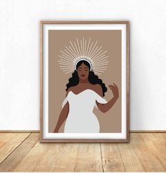 Black queen art, PRINTABLE wall art, african american woman in crown, black beauty poster, black girl art, boho art