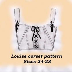 Overbust corset pattern with straps, Louise, Sizes 24-28, Regency top pattern, Corset crop top sewing pattern