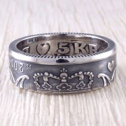 Coin Ring For Lovers (Denmark) Crown and Heart