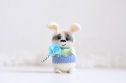 Easter basket stuffers for kids, bunny car charm, Easter basket filler, rabbit stocking stuffer by KnittedToysKsu
