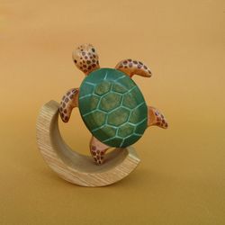 Wooden turtle figurine - Sea turtle toy - Sea creatures - Wooden animals toys - Gift for kids
