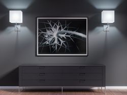 Abstract B&W floral photo frame art, Digital download room decor, printable wall art gift