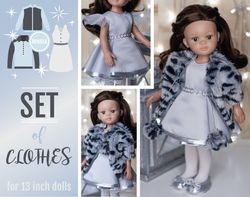 Paola Reina clothes, Doll coat, dress, shoes, underwear, Outfit for 13 inch dolls, Handmade doll clothes, Expensive doll