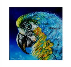 African Birds Oil Painting Original Safari Art Exotic Birds Art Macaw Wall Art