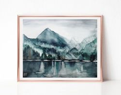 Neutral Abstract Art, Landscape Watercolor Painting, Original Art, Mountain Painting, Best Wall Art for Living Room