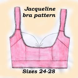 Dance bra pattern, Jacqueline, Sizes 24-28, Linen bra pattern, Foam cup bra pattern, Linen bra pattern, Bra making