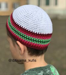 Handmade crochet cotton hat African kuficap