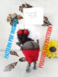Crochet PATTERN insect fly toy. Fly plush toy PDF. Handmade animal fly DIY. Fly crochet Pattern. Soft toy fly Tutorial