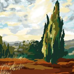 Puglia landscape Digital art Paper poster art Giclee print Italy art Italy painting Italy poster